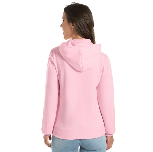 Moletom Canguru com Capuz Feminino Rosa Claro