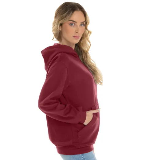 Moletom Canguru com Capuz Feminino Bordô