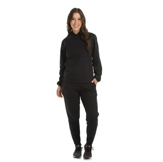 Conjunto Moletom Feminino com Capuz Preto 01