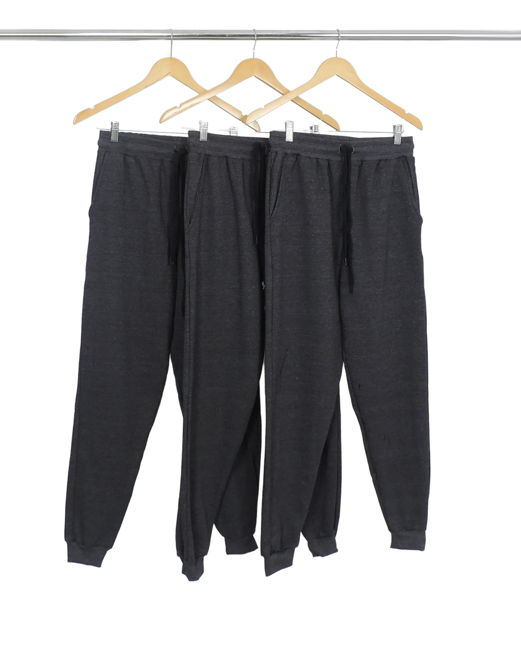 Kit 3 Calças Masculinas de Moletom Preto Mescla
