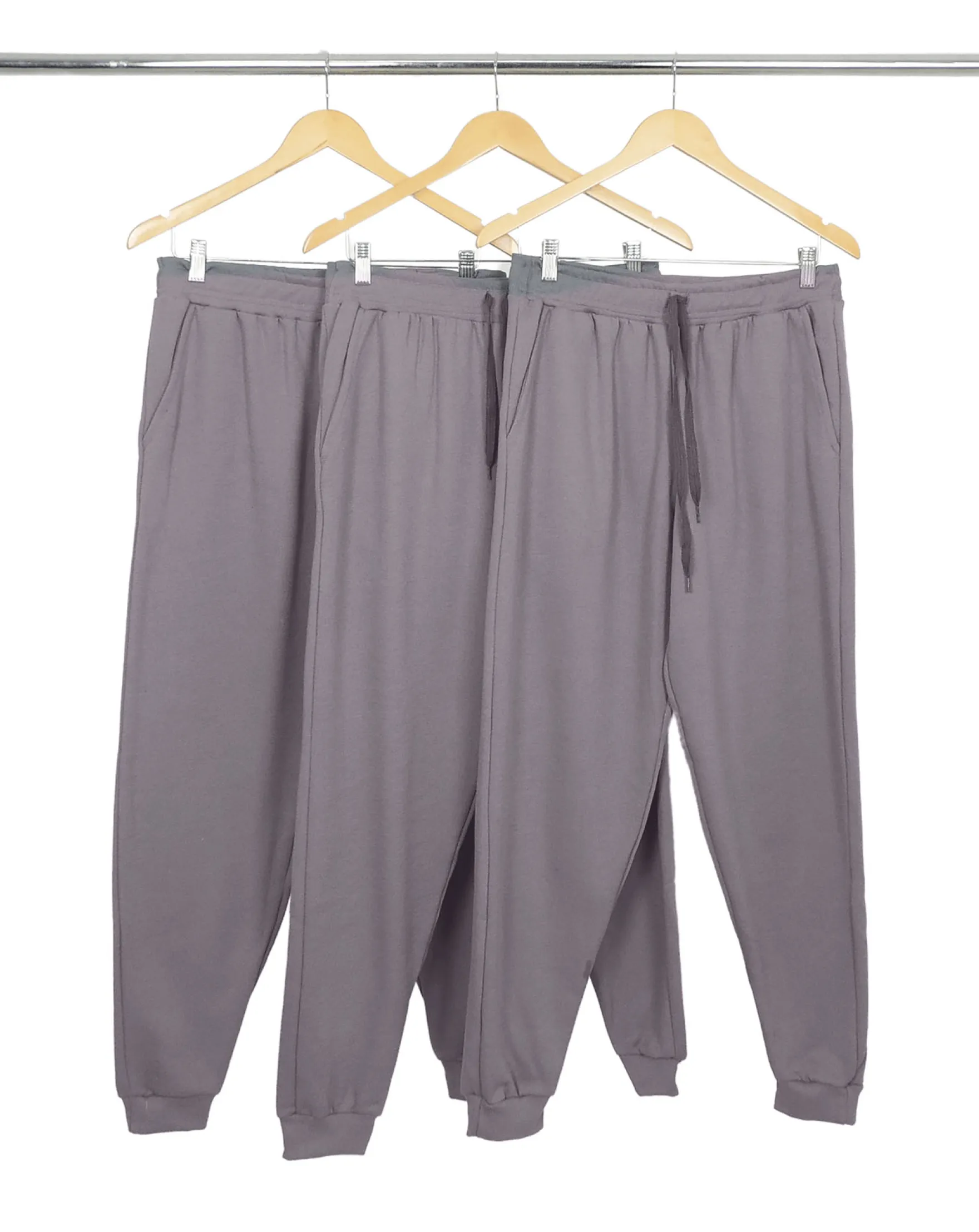 Kit 3 Calças Femininas de Moletom Cinza Chumbo