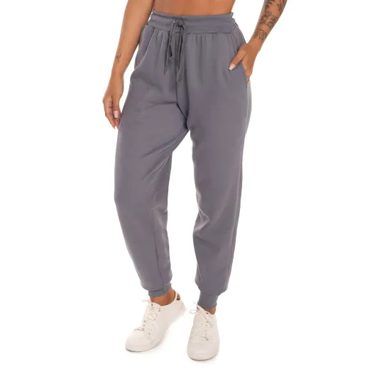 Calça Feminina de Moletom Cinza Chumbo 