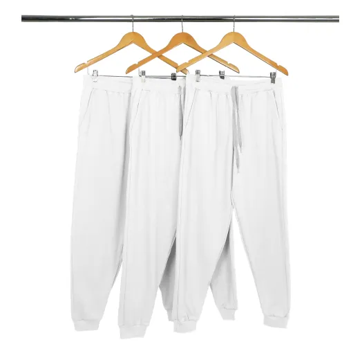 Kit 3 Calças Femininas de Moletom Branco