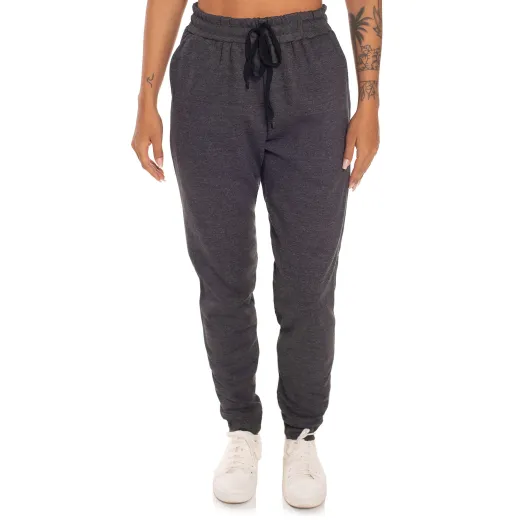 Calça Feminina de Moletom Preto Mescla 