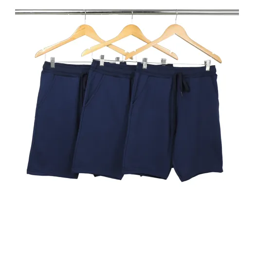 Kit 3 Bermudas de Moletom Azul Marinho Lisa