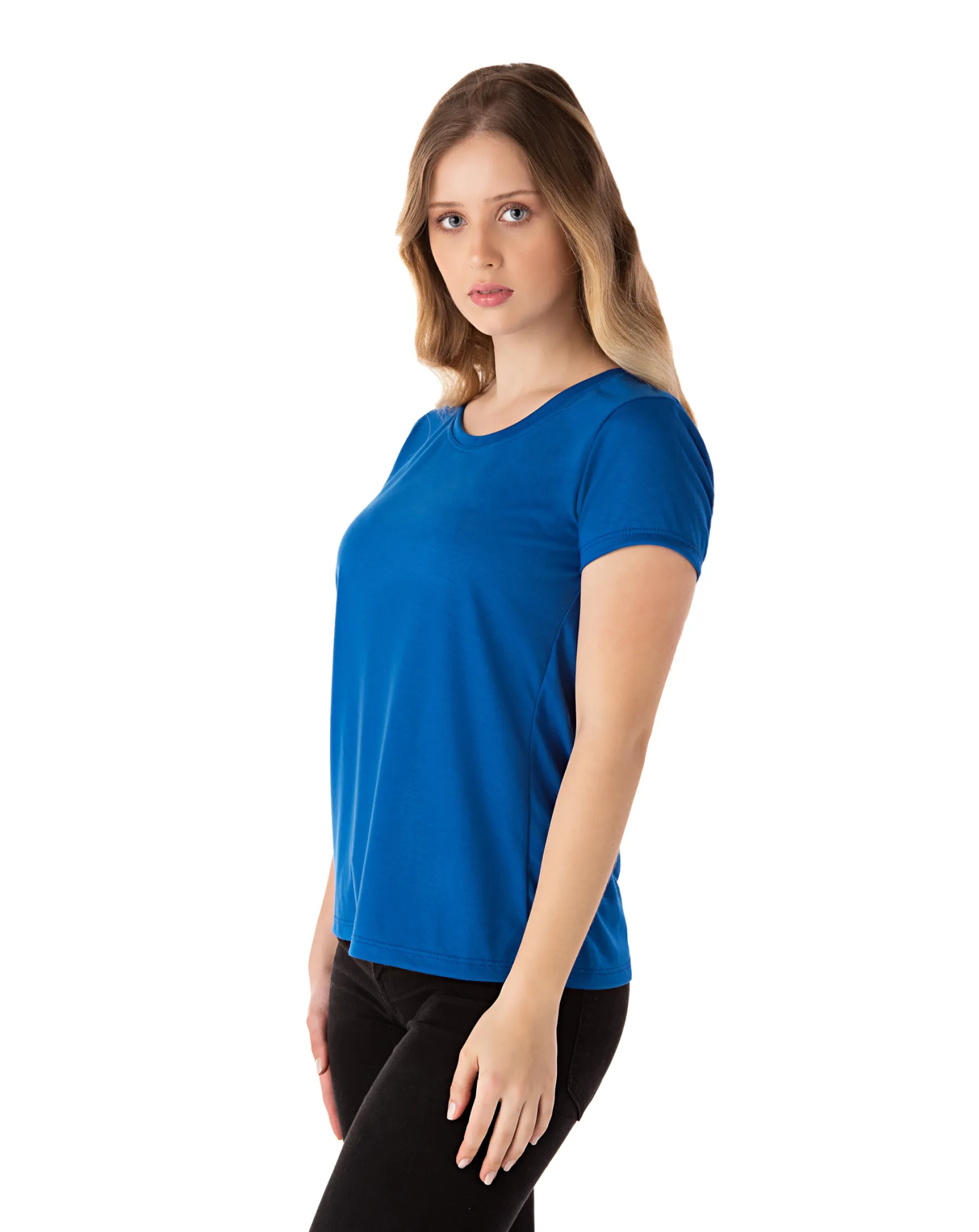 Baby Look PV / Malha Fria Azul Royal