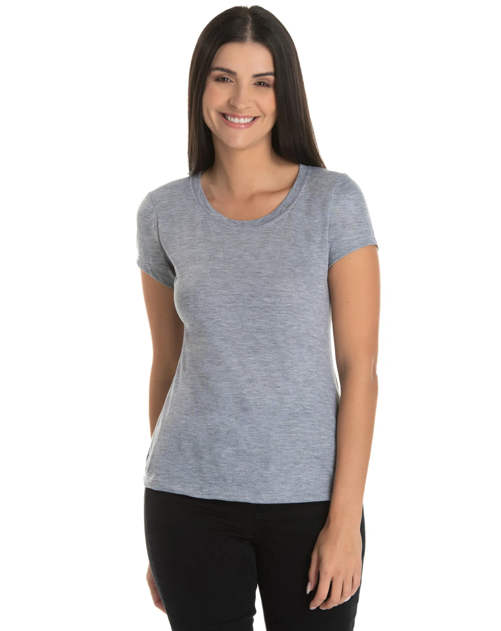 Baby Look PV / Malha Fria Cinza Mescla