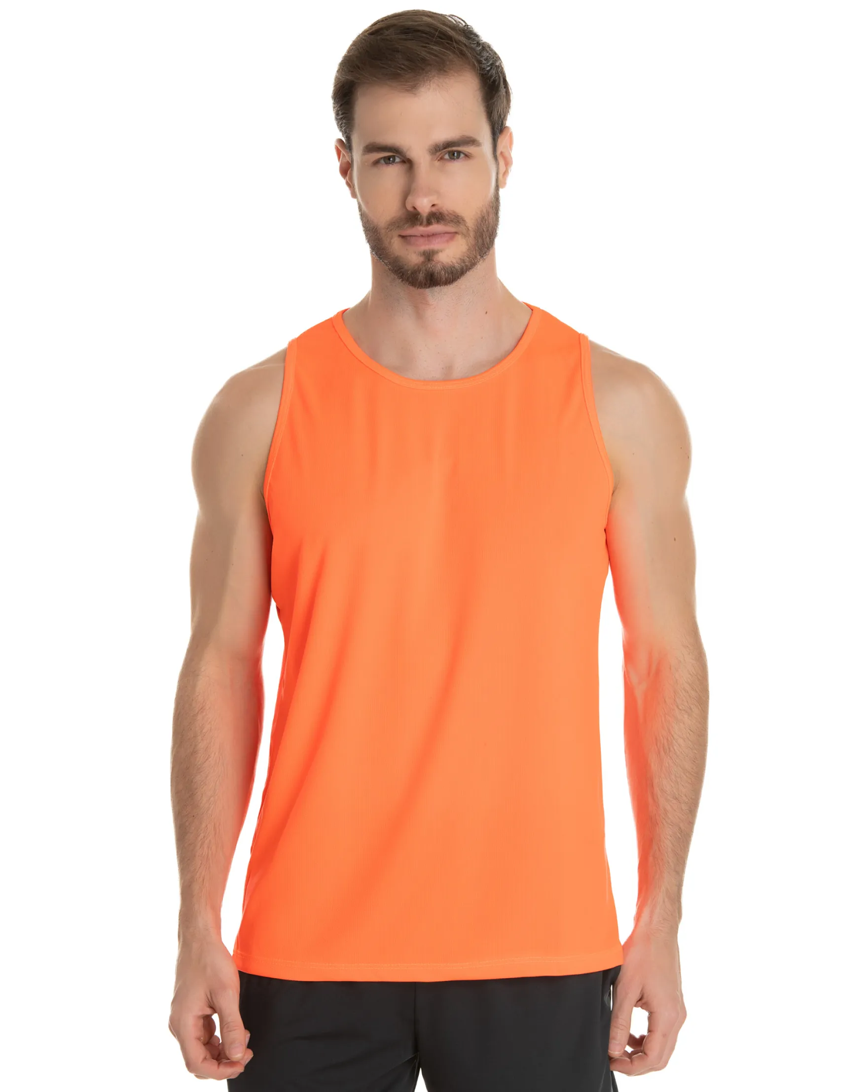 KIT 5 Regatas Dry Fit Laranja Fluorescente Proteção UV 30+