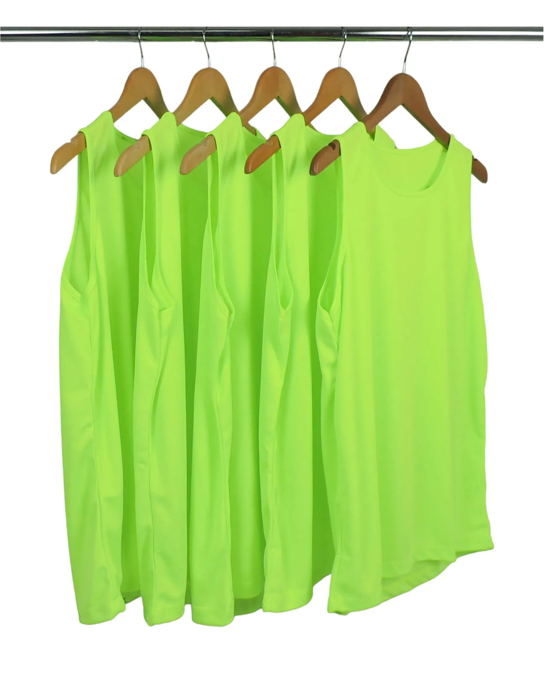 KIT 5 Regatas Dry Fit Verde Fluorescente Proteção UV 30+