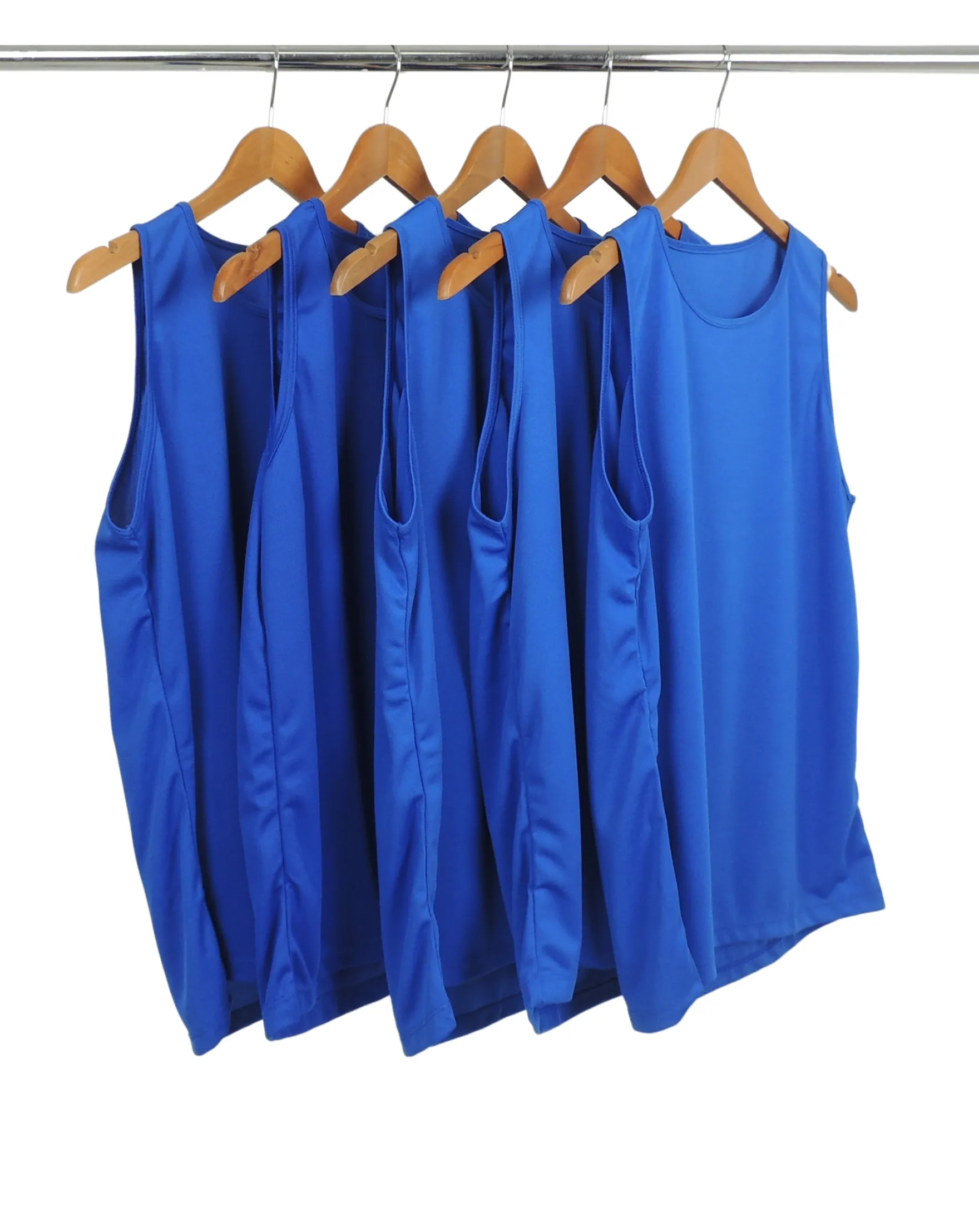 KIT 5 Regatas Dry Fit Azul Royal Proteção UV 30+