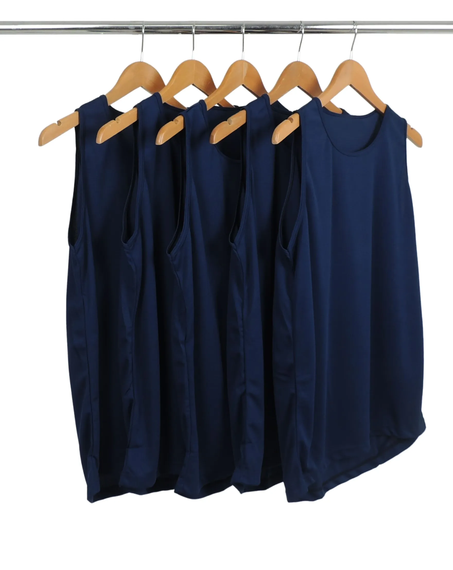 KIT 5 Regatas Dry Fit Azul Marinho Proteção UV 30+