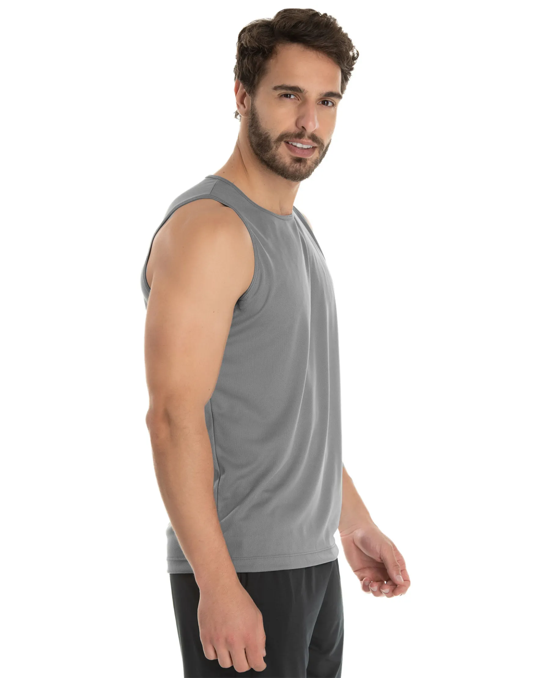 KIT 5 Regatas Dry Fit Cinza Chumbo Proteção UV 30+