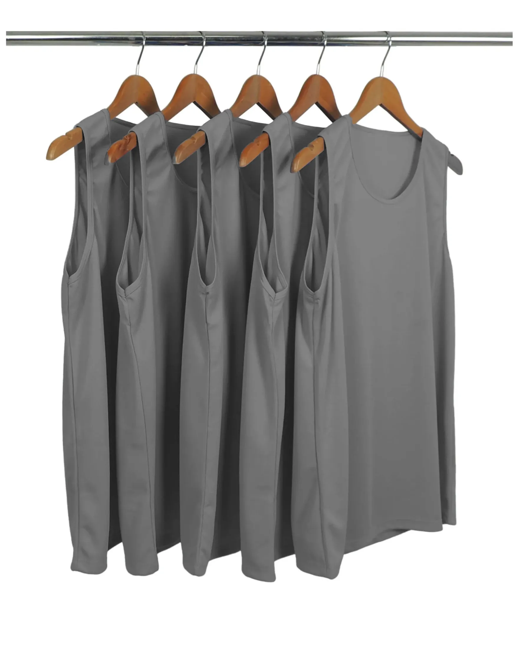 KIT 5 Regatas Dry Fit Cinza Chumbo Proteção UV 30+