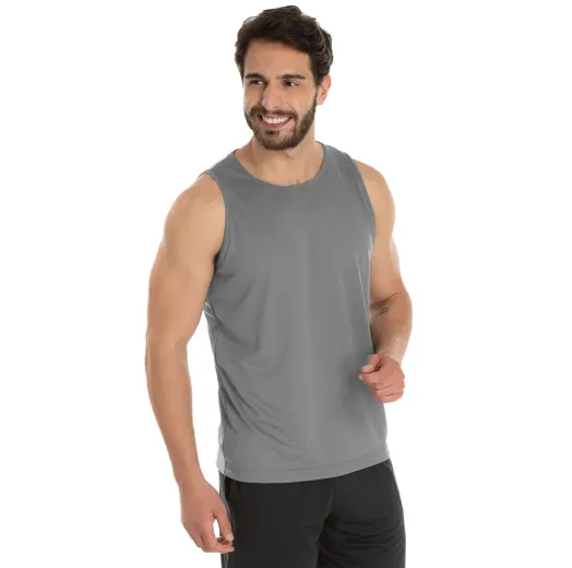 Regata Dry Fit Cinza Chumbo Proteção UV 30+