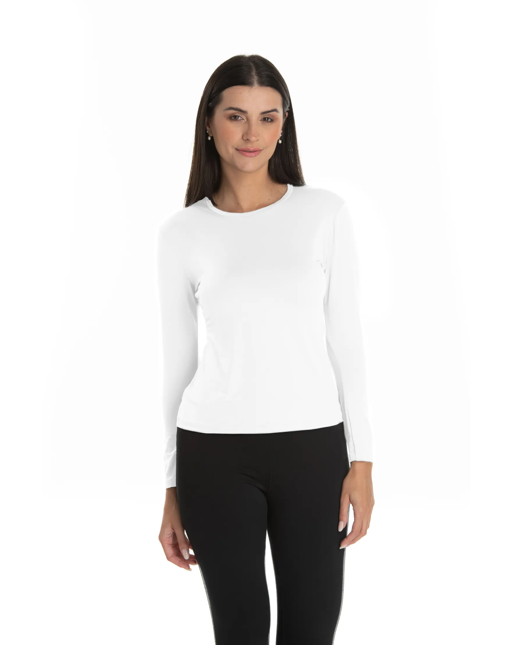Camiseta Segunda Pele Manga Longa Feminina Branca UV 50+