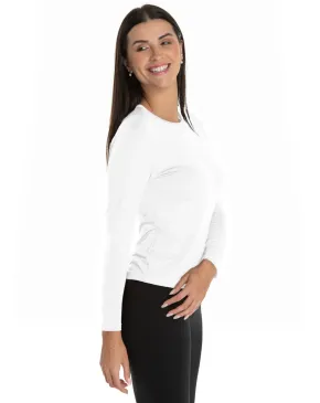 Camiseta Segunda Pele Manga Longa Feminina Branca UV 50+