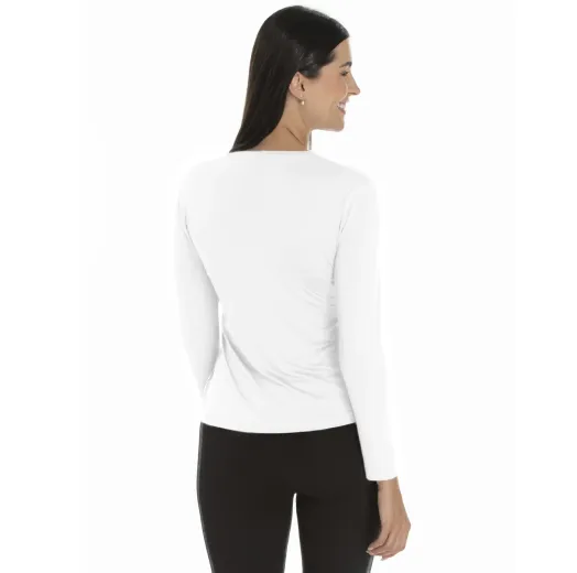 Camiseta Segunda Pele Manga Longa Feminina Branca UV 50+