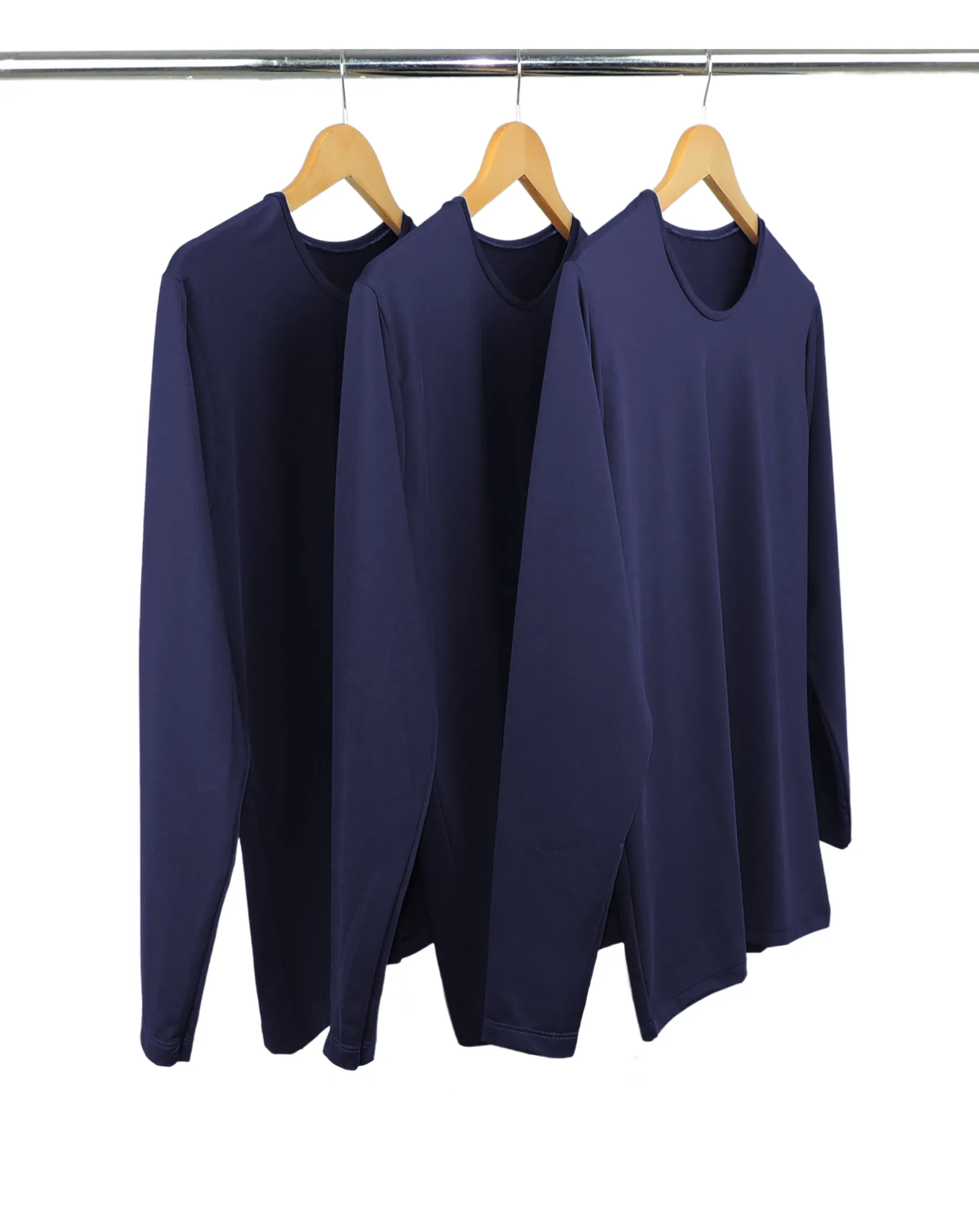 Kit 3 Camisetas Segunda Pele Manga Longa Feminina Azul Marinho UV 50+