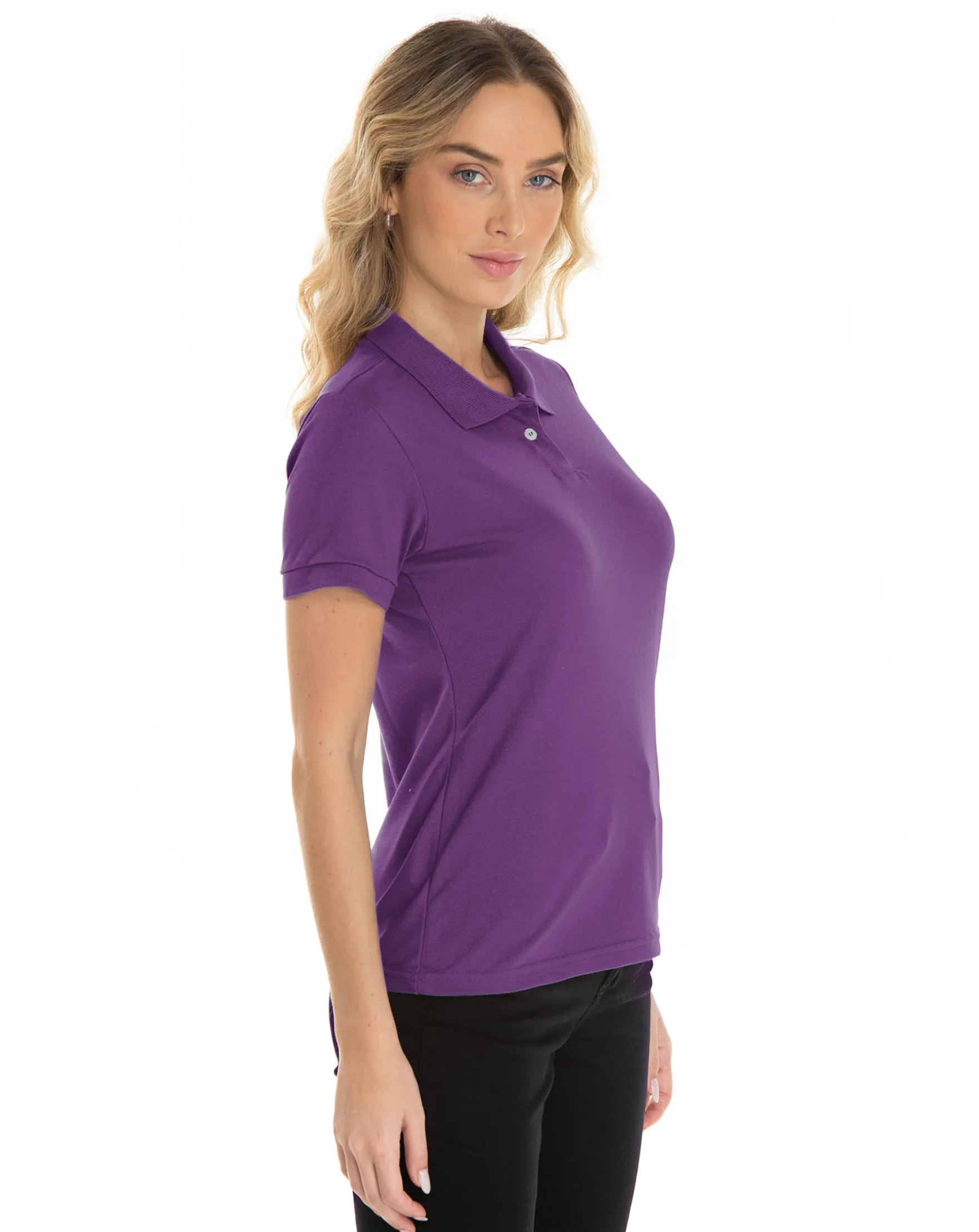 Camisa Polo Piquet Feminina Roxa