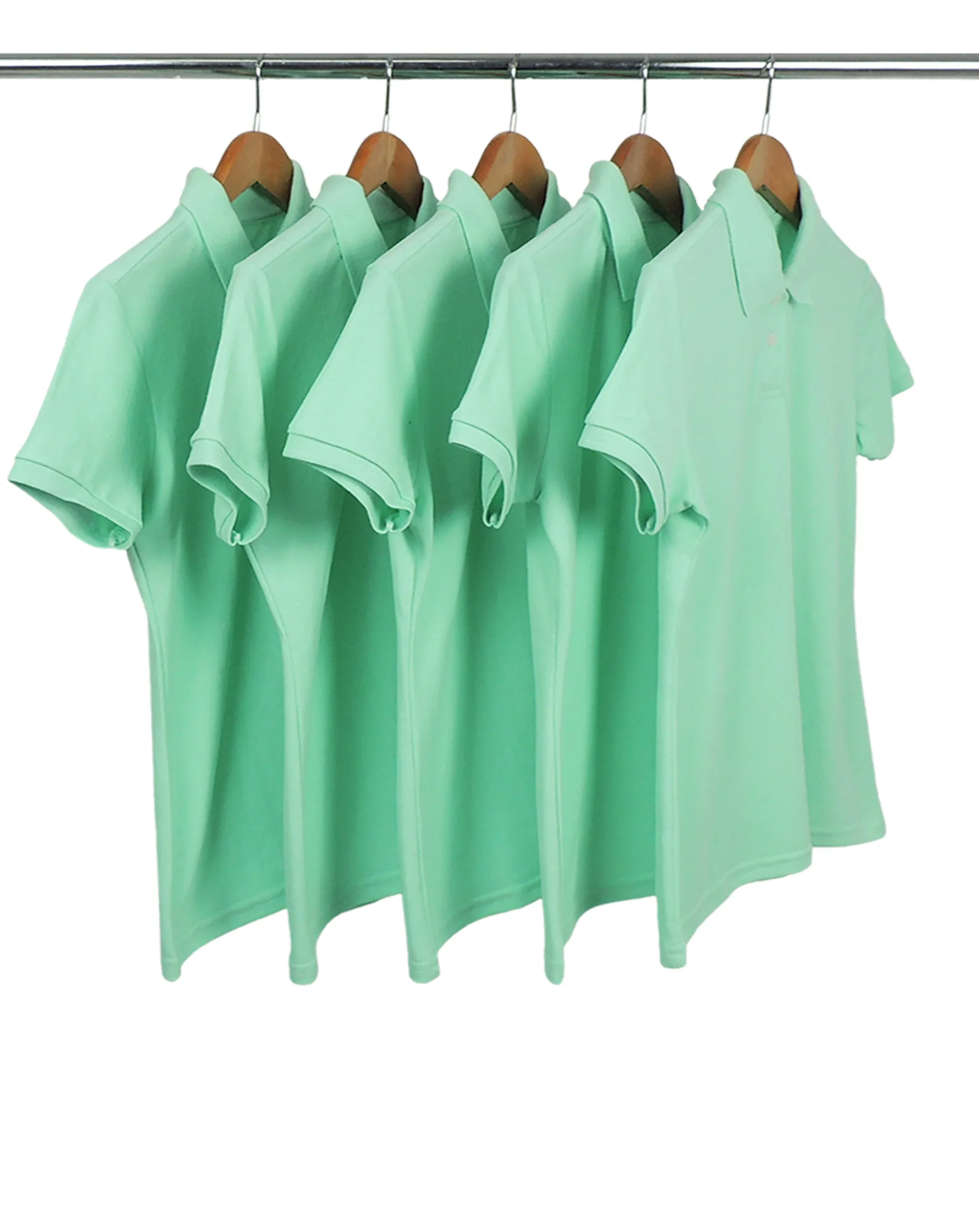 KIT 5 Camisas Polo Piquet Feminina Verde Claro