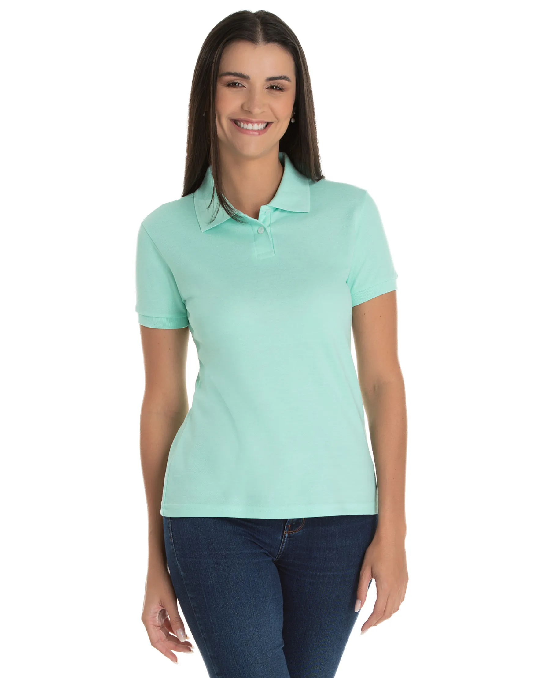 Camisa Polo Piquet Feminina Verde Claro