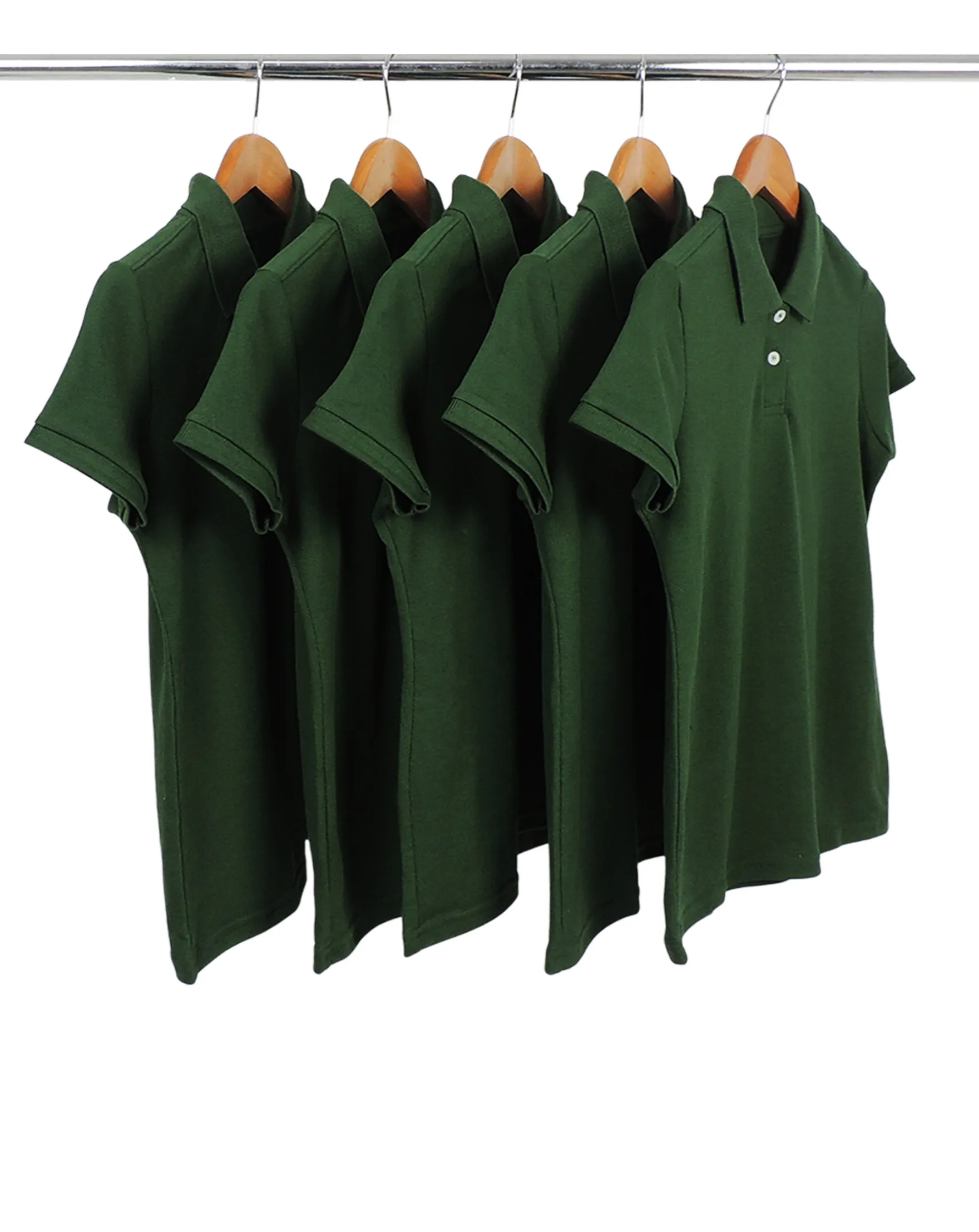 KIT 5 Camisas Polo Piquet Feminina Verde Musgo