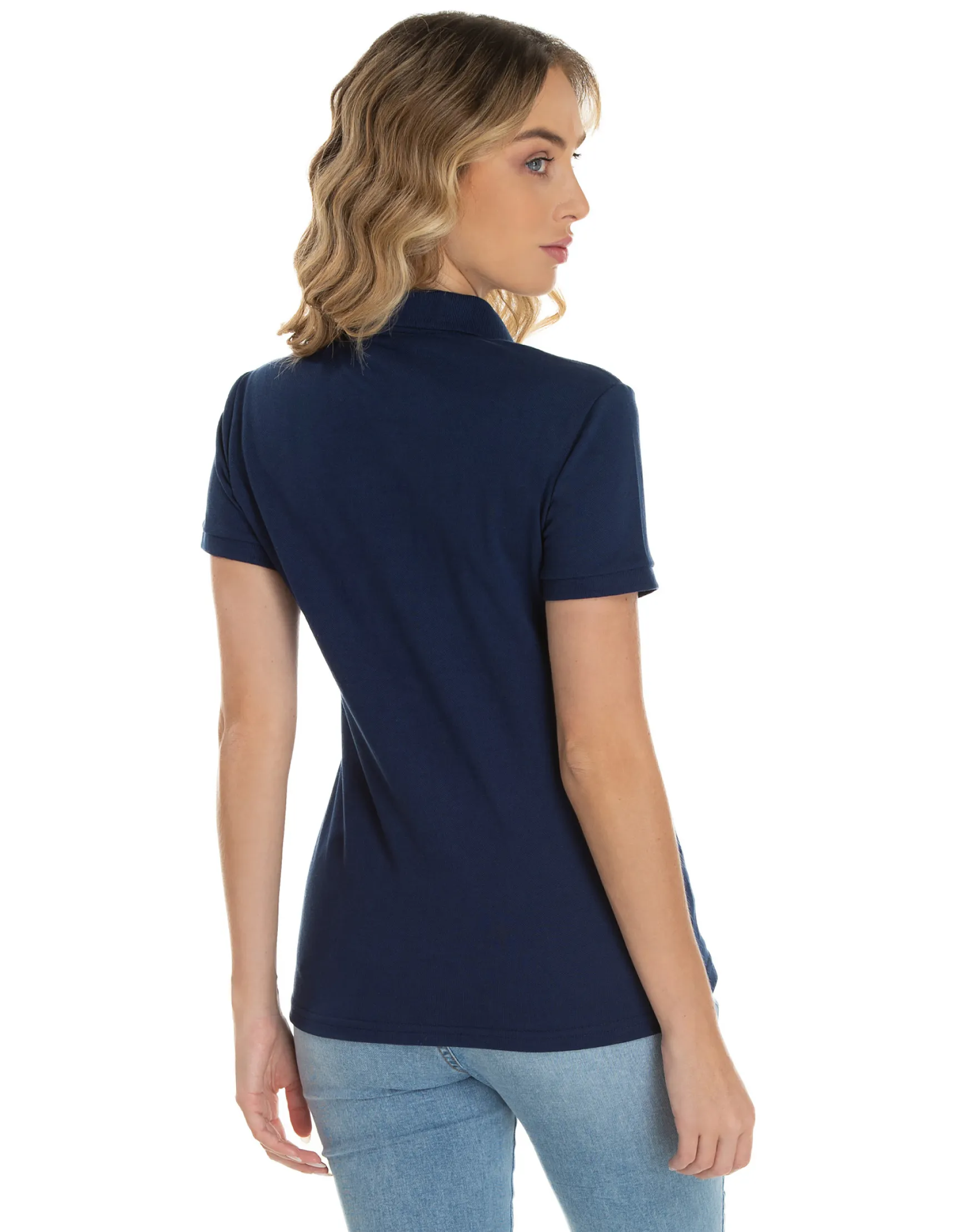 Camisa Polo Piquet Feminina Azul Marinho