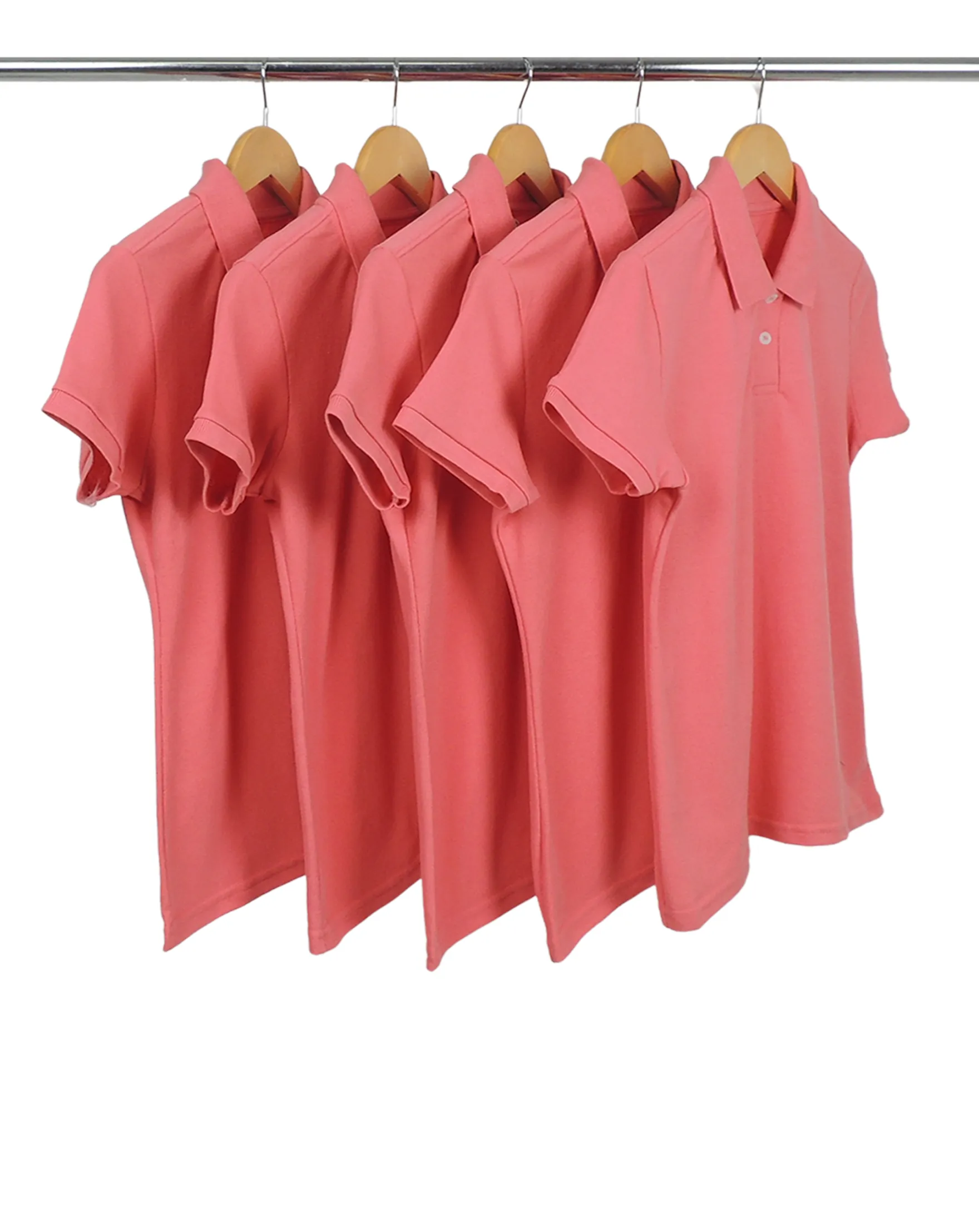 KIT 5 Camisas Polo Piquet Feminina Salmão