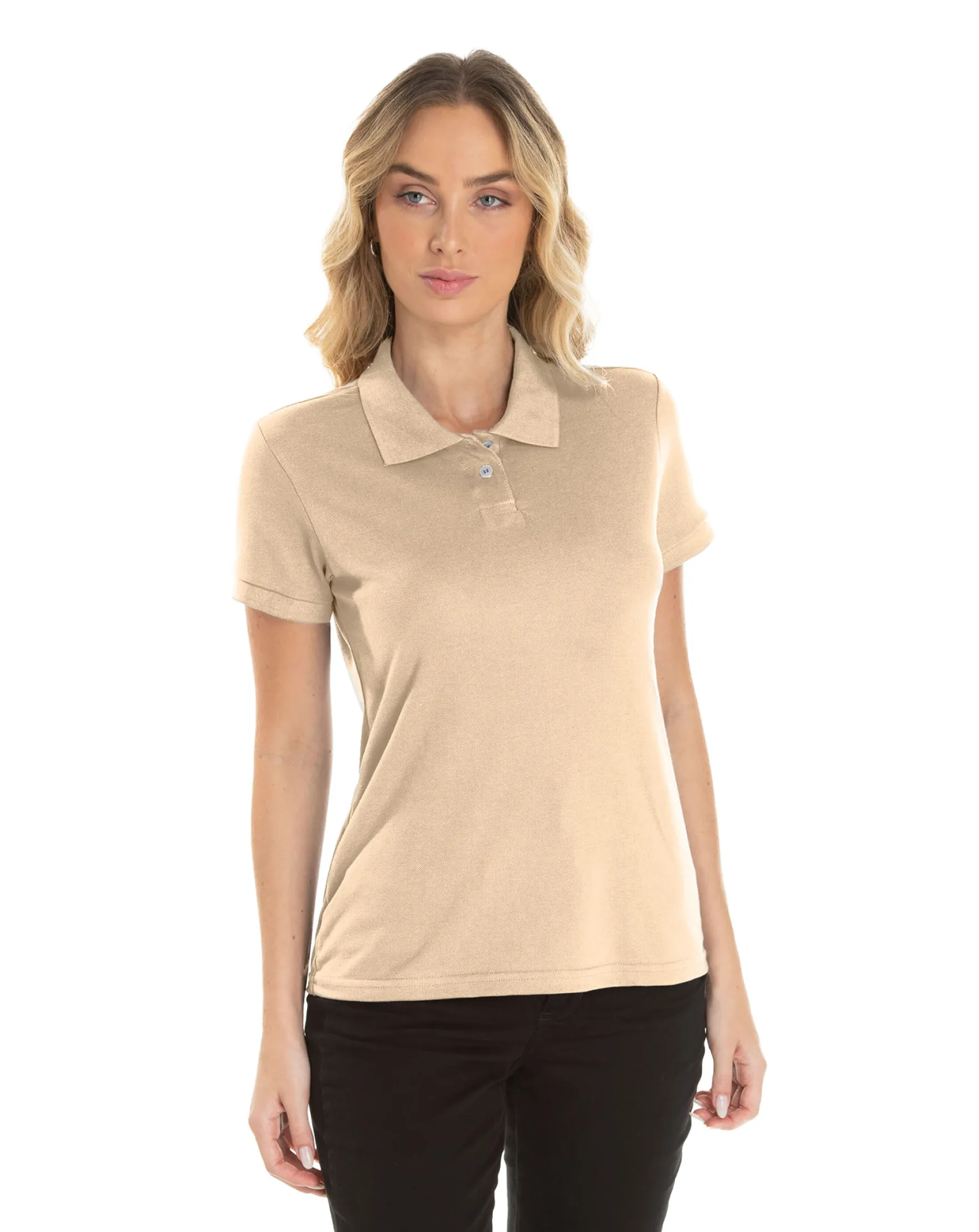 KIT 5 Camisas Polo Piquet Feminina Areia