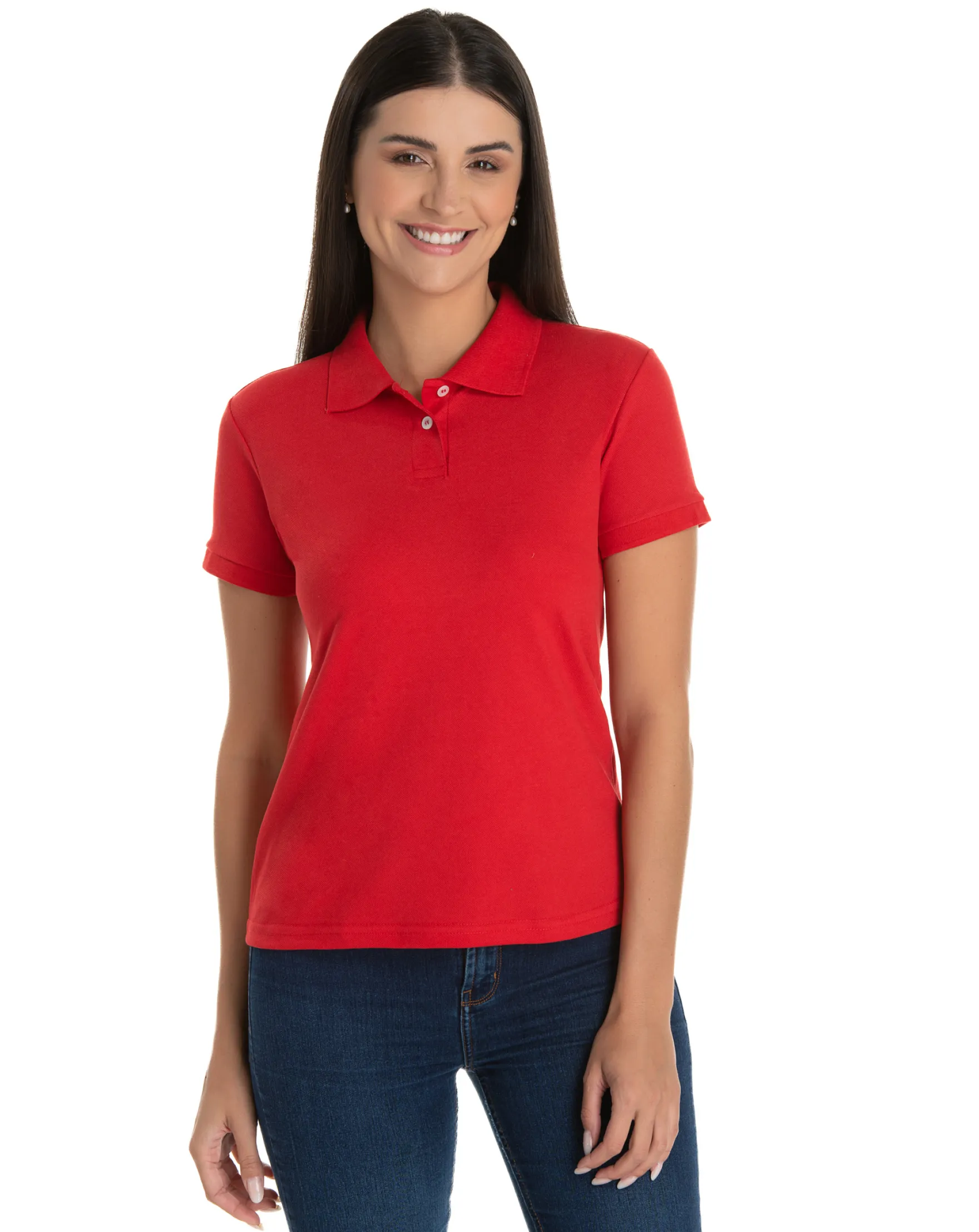 Camisa Polo Piquet Feminina Vermelha
