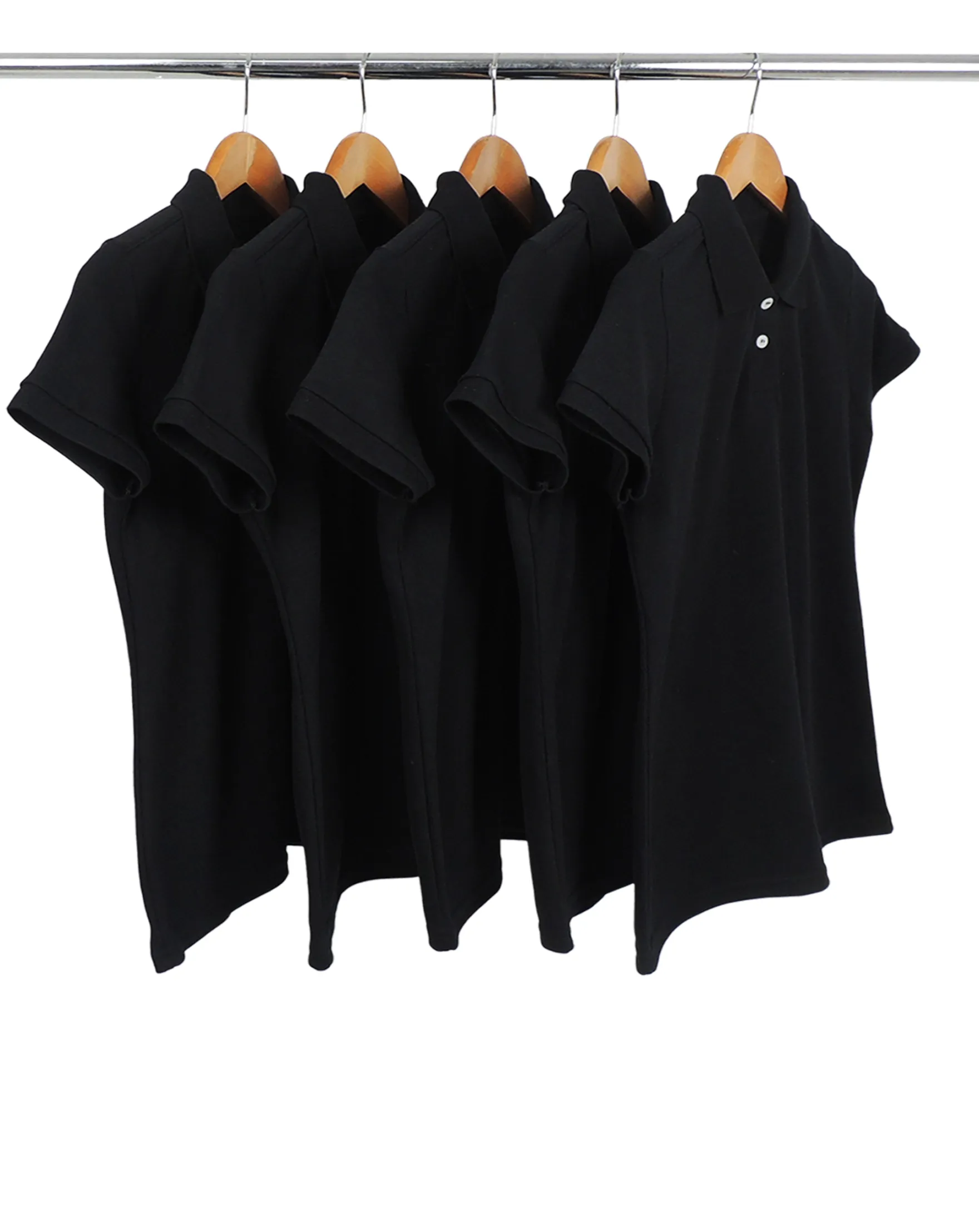 KIT 5 Camisas Polo Piquet Feminina Preta