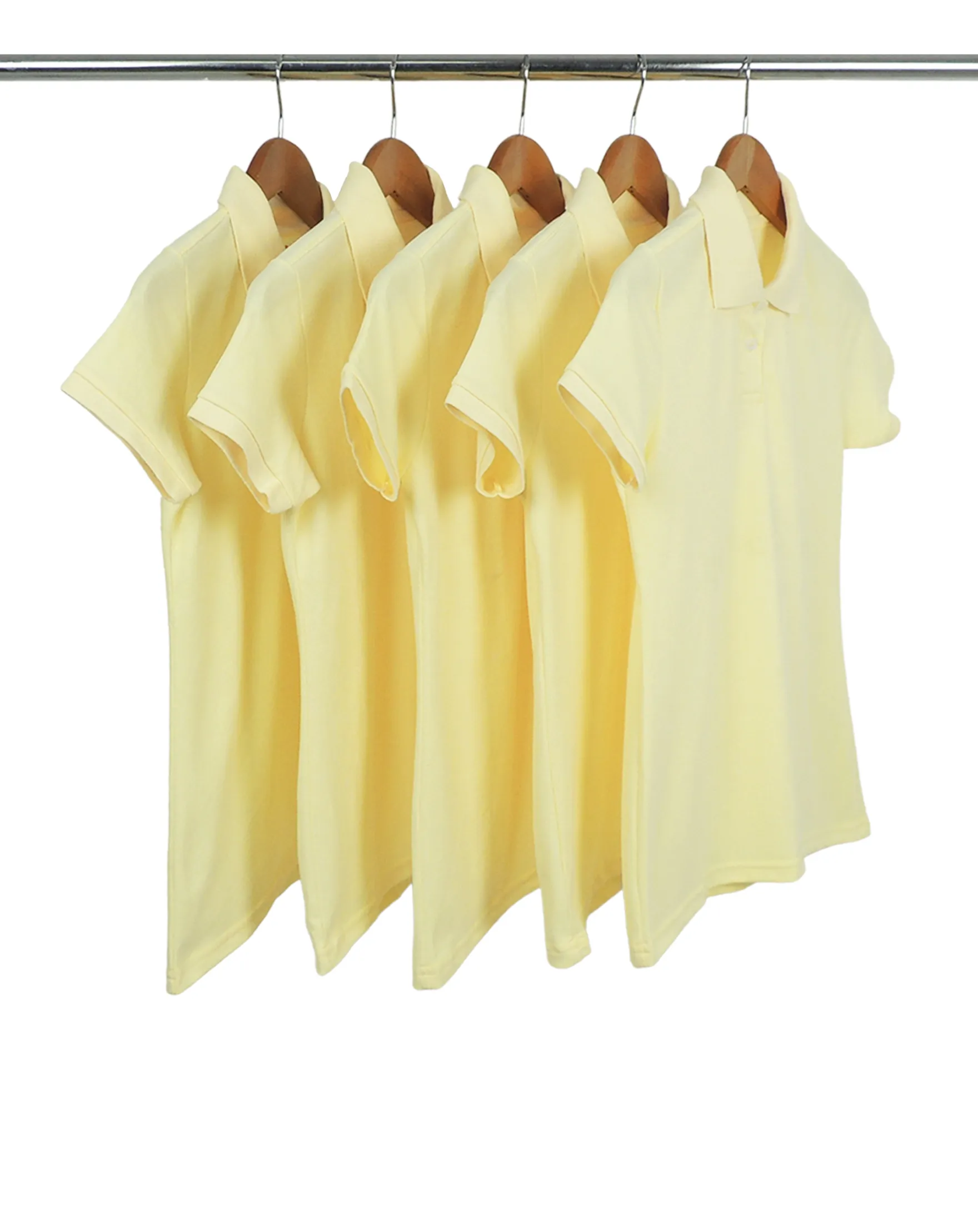 KIT 5 Camisas Polo Piquet Feminina Amarelo Claro