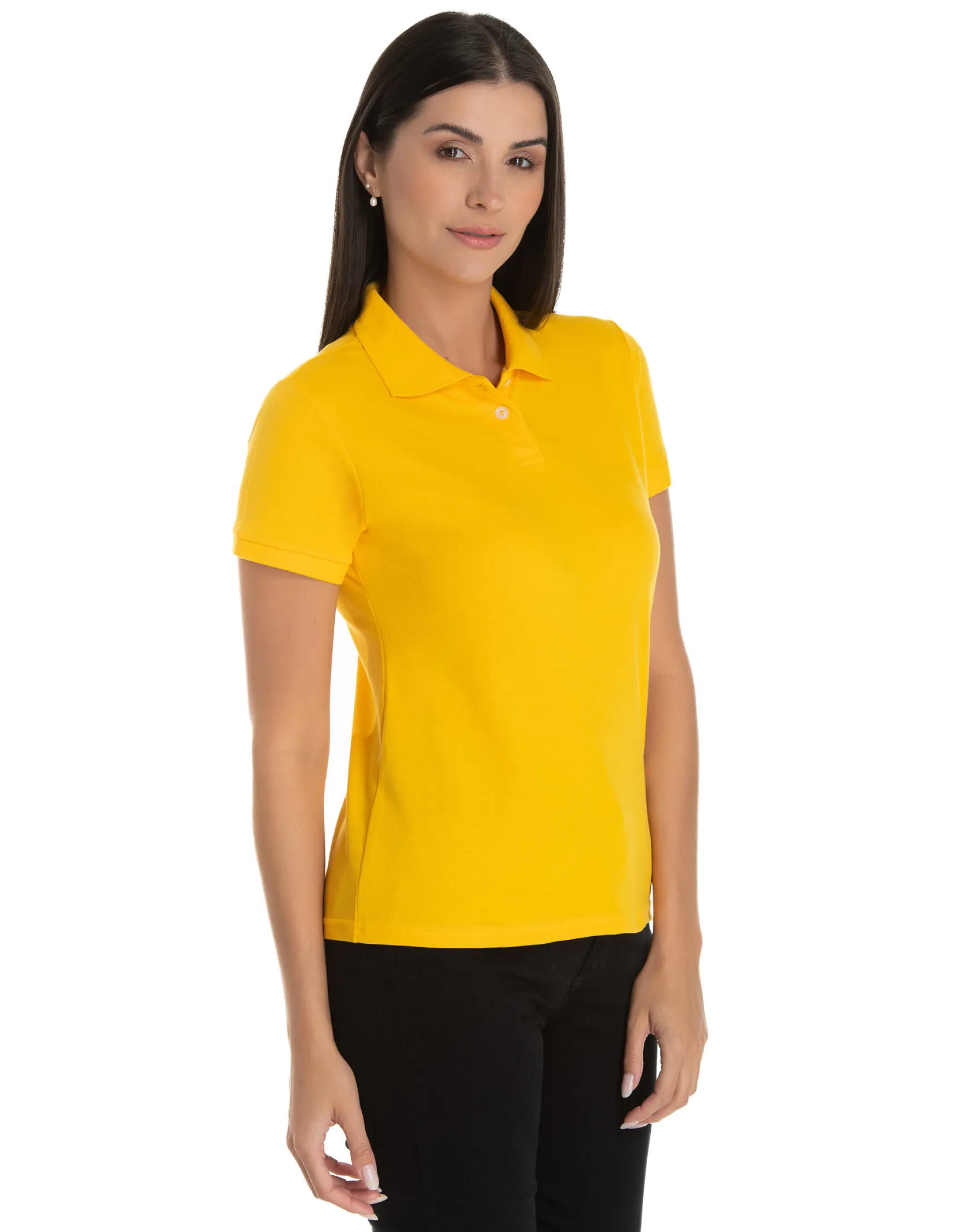 Camisa Polo Piquet Feminina Amarelo Ouro