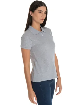 Camisa Polo Piquet Feminina Cinza Mescla