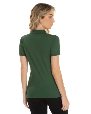 KIT 5 Camisas Polo Piquet Feminina Verde Musgo