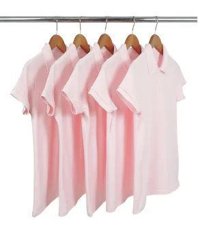 KIT 5 Camisas Polo Piquet Feminina Rosa Claro