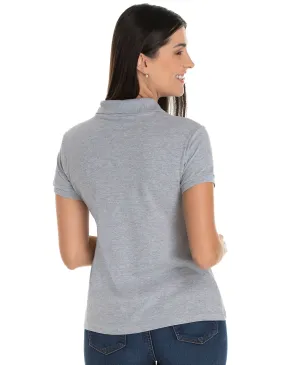 Camisa Polo Piquet Feminina Cinza Mescla