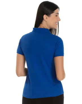 KIT 5 Camisas Polo Piquet Feminina Azul Royal