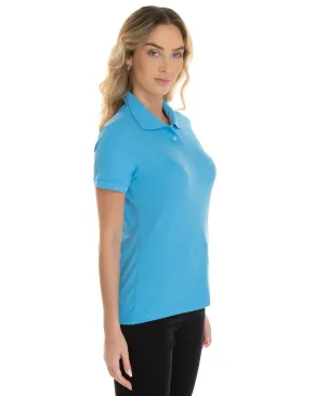 KIT 5 Camisas Polo Piquet Feminina Azul Clara