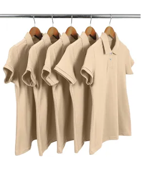 KIT 5 Camisas Polo Piquet Feminina Areia