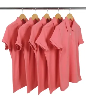 KIT 5 Camisas Polo Piquet Feminina Salmão