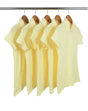 KIT 5 Camisas Polo Piquet Feminina Amarelo Claro