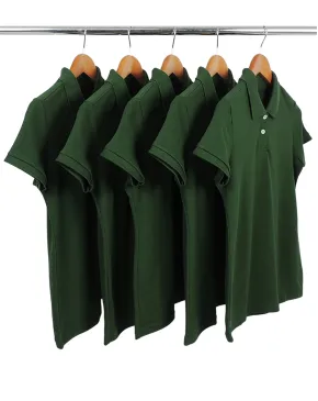 KIT 5 Camisas Polo Piquet Feminina Verde Musgo