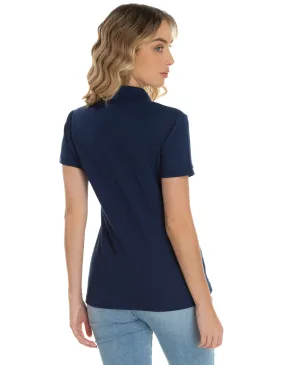 Camisa Polo Piquet Feminina Azul Marinho