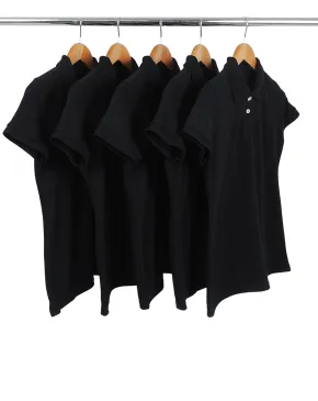 KIT 5 Camisas Polo Piquet Feminina Preta
