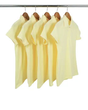 KIT 5 Camisas Polo Piquet Feminina Amarelo Claro