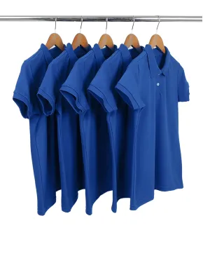 KIT 5 Camisas Polo Piquet Feminina Azul Royal