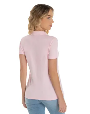 Camisa Polo Piquet Feminina Rosa Claro