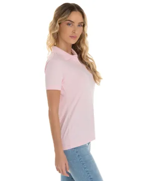 Camisa Polo Piquet Feminina Rosa Claro