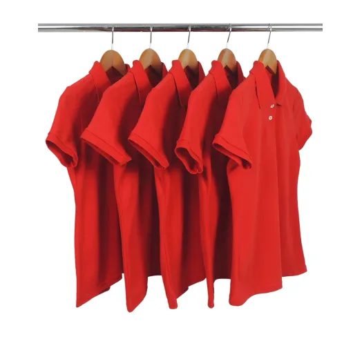 KIT 5 Camisas Polo Piquet Feminina Vermelha